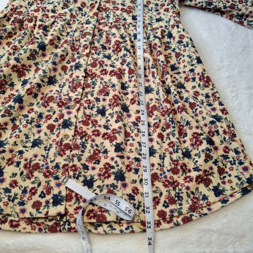 Umgee Floral Corduroy Dress Sz S Button Front Babydoll Western Boho Cowgirl - Picture 11 of 16